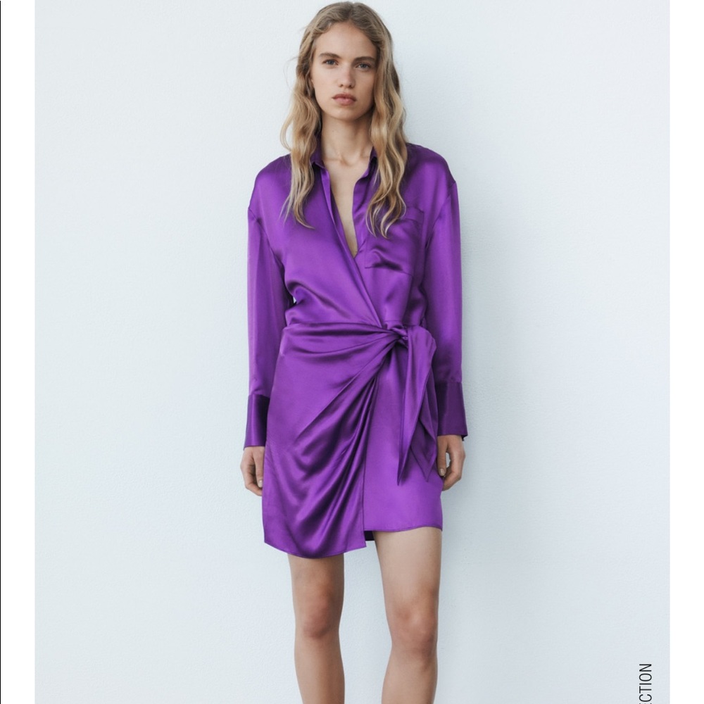 Silk Wrap Mini Dress